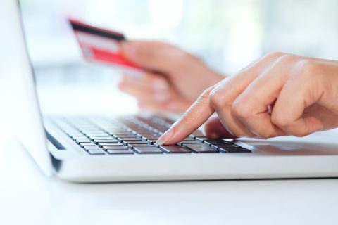 Shopping online use credit card to pay online. Business and sale concept .